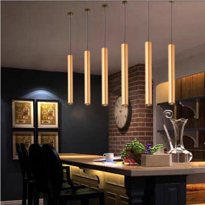 Gold Pendant Lamp Down Lights Kitchen Island Dining Living Room Shop Decoration Cylinder Pipe Pendant Bar Counter Modern