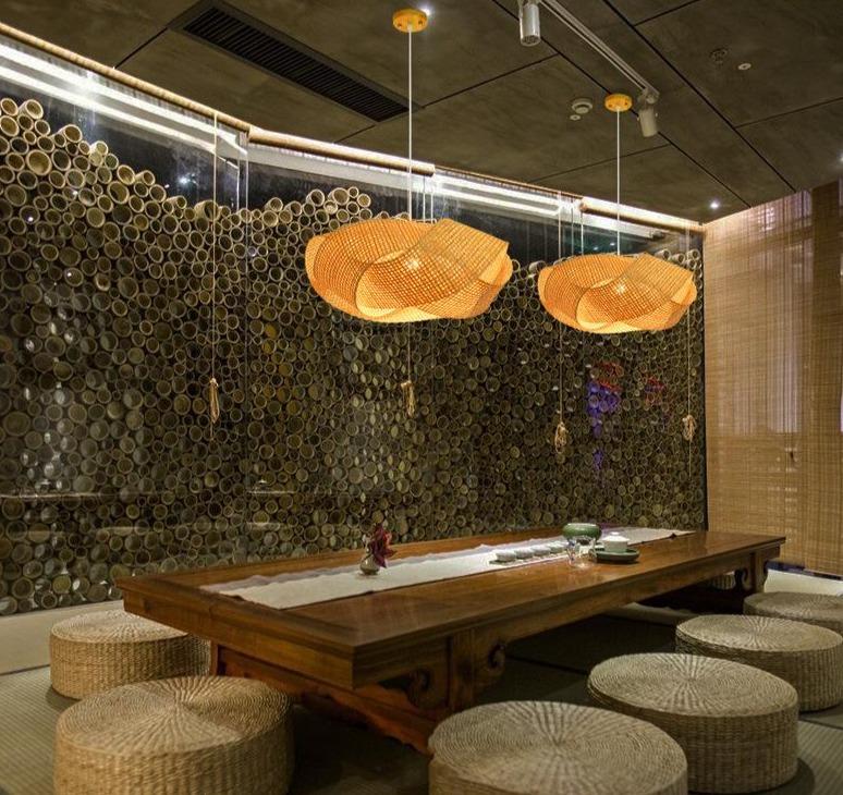 Creative Personality Chandelier Special-shaped Craft Bamboo Woven Lamp