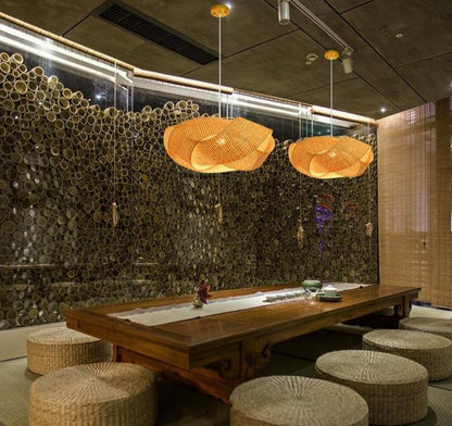 Creative Personality Chandelier Special-shaped Craft Bamboo Woven Lamp
