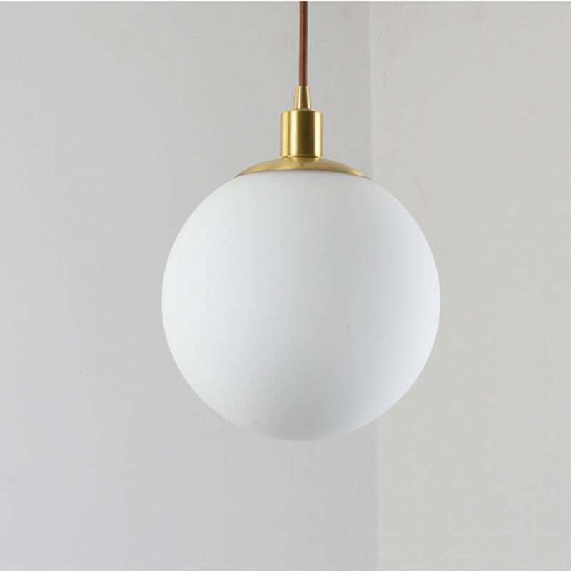 Nordic Loft Brass Single-head Glass Ball Pendant Lamps E27 LED Hanging Light For Kitchen Living Room Bedside Bathroom Hotel Room