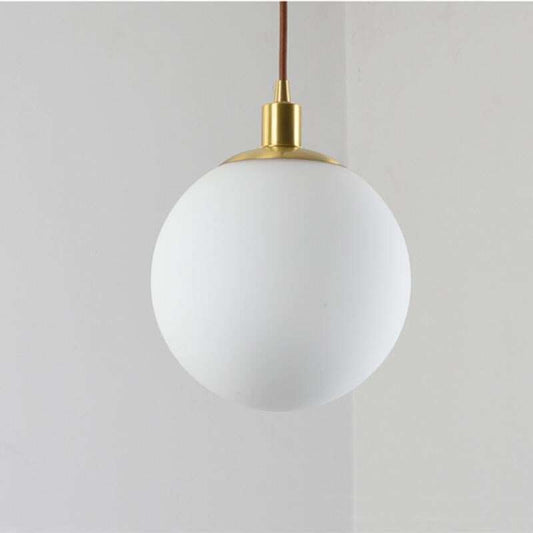 Nordic Loft Brass Single-head Glass Ball Pendant Lamps E27 LED Hanging Light For Kitchen Living Room Bedside Bathroom Hotel Room