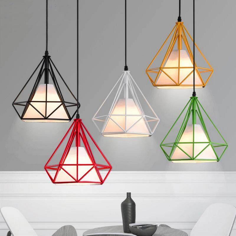 Modern Black Birdcage Pendant Light Iron Minimalist Retro Scandinavian Loft Pyramid Pendant Lamp Metal Cage With E27 ZDD0001