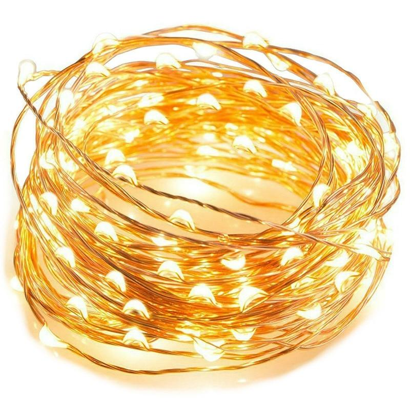 50 100 LED Outdoor Light String Fairy Garland Battery Power Copper Wire Lights For Party Christmas Wedding 5 Colors