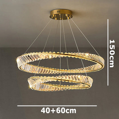 Dimmable Crystal Chandeliers Lighting Modern Ring Pendant Light LED Lamp Fixtures for Dining Room Livingroom Bedroom Kitchen