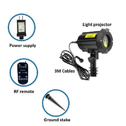 1pcs x-35p-b 8 patterns in 1 rgb  dots star christmas laser light projector outdoor garden laser christmas lights with rf remote control and security lock