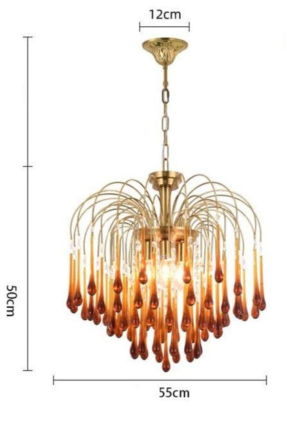 Retro Water Drop French Light Luxury Living Room Bedroom American Glass Chandelier