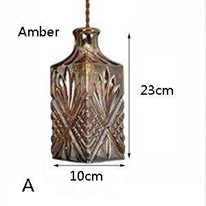 Modern Personality E27 Glass Hanging Lights Wine Bottle Engraved Pendant Lamps For Dining Room Living Room Restaurant Cafe Bar