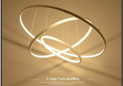 Mavesan Pendant Lights For Living Room Foyer Room 1/2/3 Circle Rings Acrylic Aluminum Body LED Pendant Lamp Fixtures Home Dero