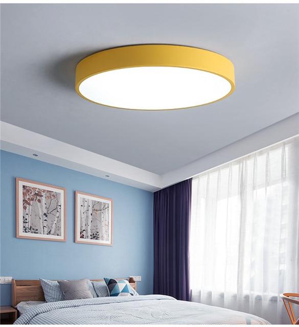 Modern Nordic LED Ceiling Lights Living Room Bedroom Round Corridor Kitchen Lamp Ultra-thin  Kids Room Macarons Remote Control