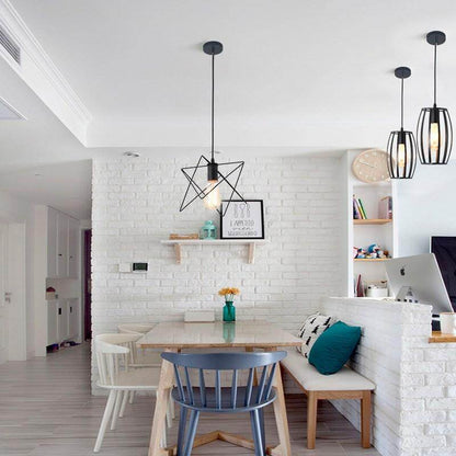 LED Indoor E27Modern Cage Pendant Light Iron Minimalist Retro Scandinavian Loft Pendant Lamp Metal Hanging RestaurantLamp