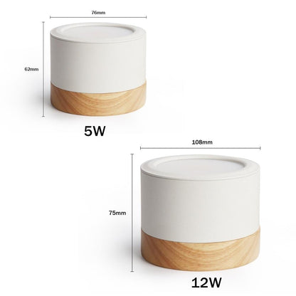LED Downlight Dimmable 5W 12W Led Surface Mounted Ceiling Downlight Nordic Iron+wood Spot light for indoor Foyer,Living Room