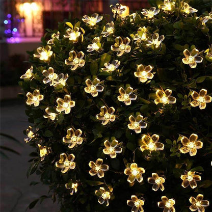 5m 7m 12m 22m Peach Flower Solar Lamp Power LED String Fairy Lights  Solar Garlands Garden Christmas Decor For Outdoor
