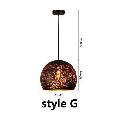 Vintage Pendant Light Iron Loft Nordic Porous Etching Lampshade