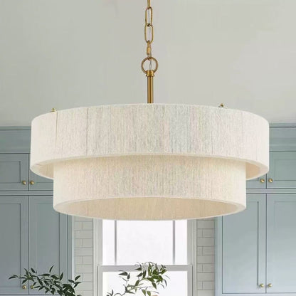 Boho Drum Pendant Light Hand Woven Ceiling Chandelier for Dining Room Kitchen Island Cafe Hotel Decor