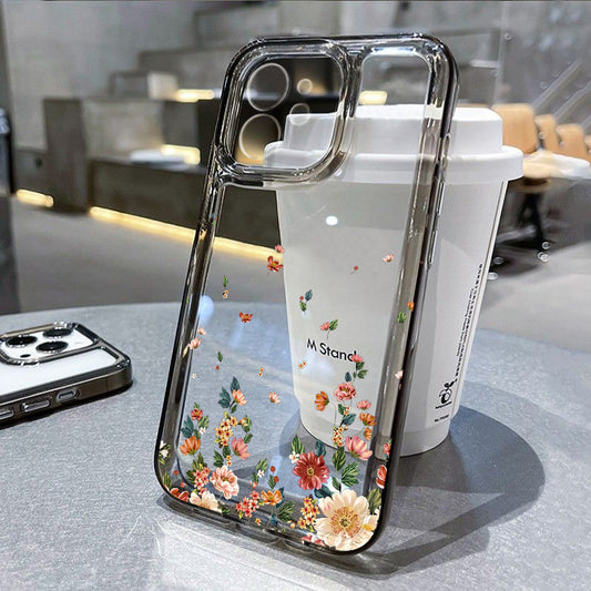 Flower Phone Case For iPhone 16 Pro 13 15 11 12 14 17 Pro Max 16E XR 7 8 SE XS Shockproof Transparent Cover Silicone Soft Fundas
