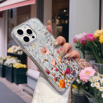Transparent Phone Case with Floral Glitter for Apple 16 Pro Max Phone Case IPhone 15 Pro Trend 14/13/xs12/11 XR 7PLUS/8PLUS