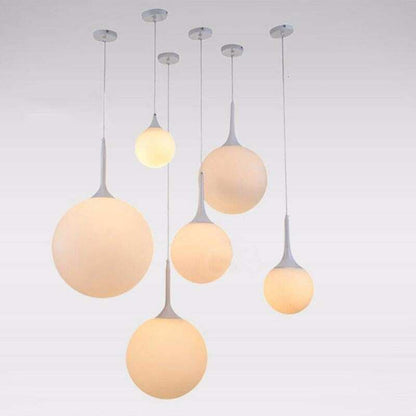 Loft Simple Milk White Glass Ball Pendant Light LED E27 Modern Hanging Lamp With 6 Size For Living Room Bedroom Lobby Hotel Shop