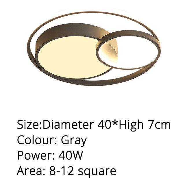 Modern LED Ceiling Lamp For Bedroom Study Room White Black Grey Frame Indoor Lighting Lights Lampadario Luminaria Lustres