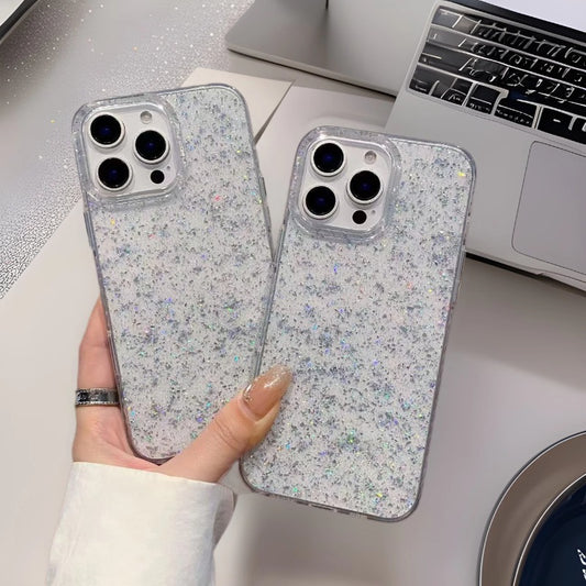 Luxury Sliver Bling Sequins Sparkling Glitter Phone Case For iPhone 16 15 14 Plus 13 12 Pro Max Shockproof Protective Cover