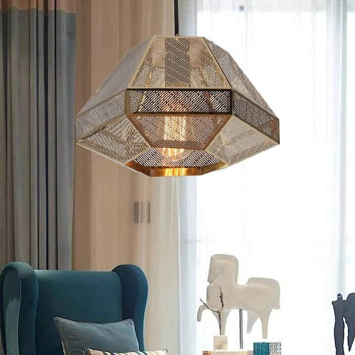 Post Modern Pendant Light Stainless Steel Diamond Shape Kitchen Hanging Lamp Loft Hanglamp Living Room Pendant Lamp Decor