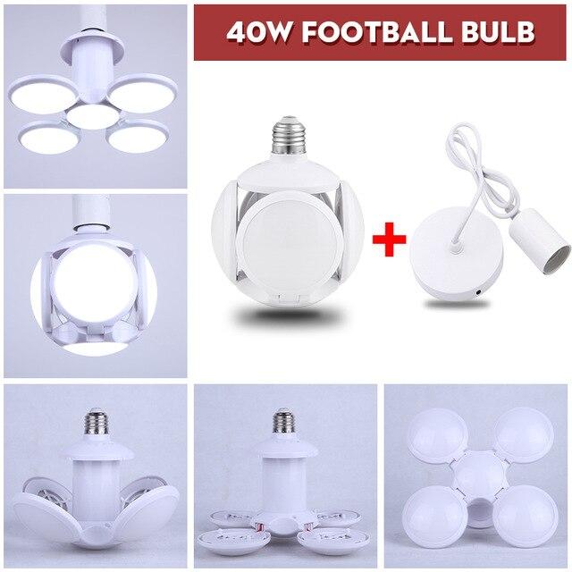 E27 Led Bulb Lamp Ampoule Leds Football Lamps Bulbs Foldable Fan Blade Lights Adjustable 45W 40W 60W For Kitchen Lighting