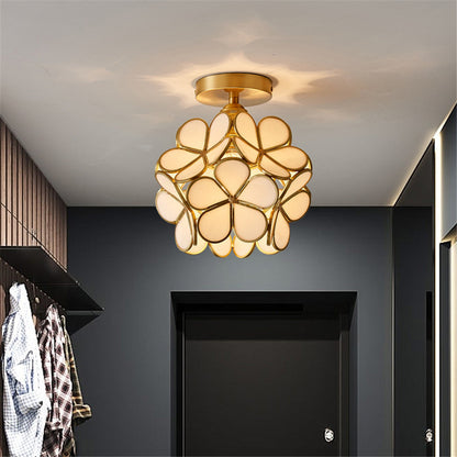 Europe Colorful Flower Glass Ceiling Lamp E26/27 LED Indoor Lamp Modern Restaurant Dining Room Bar Cafe Shop Lighting Fixture