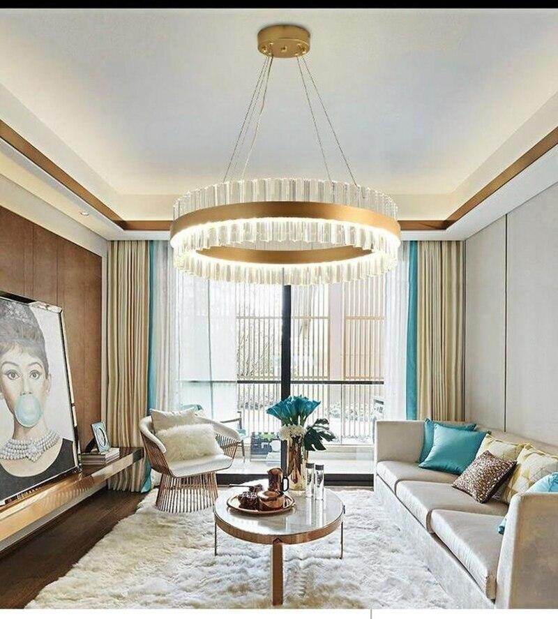 New Designer Round Modern Crystal Pendant Lights Luxury Dinning Room Hanglamp Duplex Building Hall Light Fixtures Hanging Lamp
