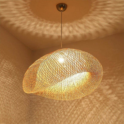 Bamboo LED E27 Wicker Rattan Wave Shade Pendant Light Vintage Japanese Lamp Suspension Home Indoor Dining Table Room Lighting