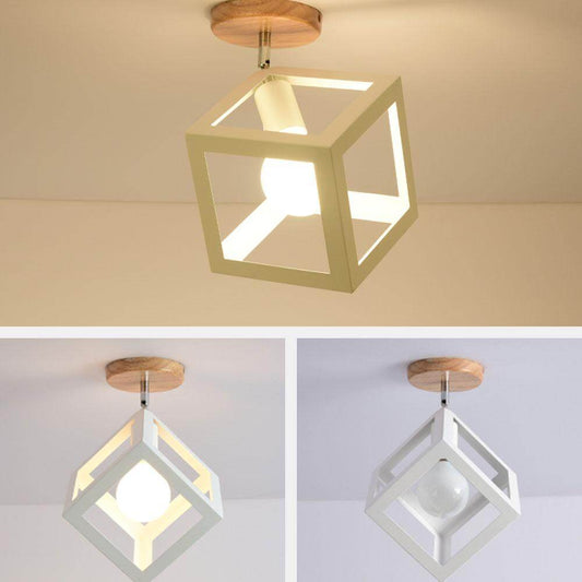 LED Pendant Light American Loft Corridor Balcony Room Pendant Lamp Nordic Simple Lights Indoor Lighting Fixture Square Lamps E27