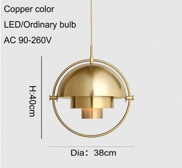Modern Design Simple Semicircle Copper Color Rotatable Pendant Lights Cafe Restaurant Study Living Room Decoration Pendant Lamps