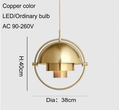 Modern Design Simple Semicircle Copper Color Rotatable Pendant Lights Cafe Restaurant Study Living Room Decoration Pendant Lamps