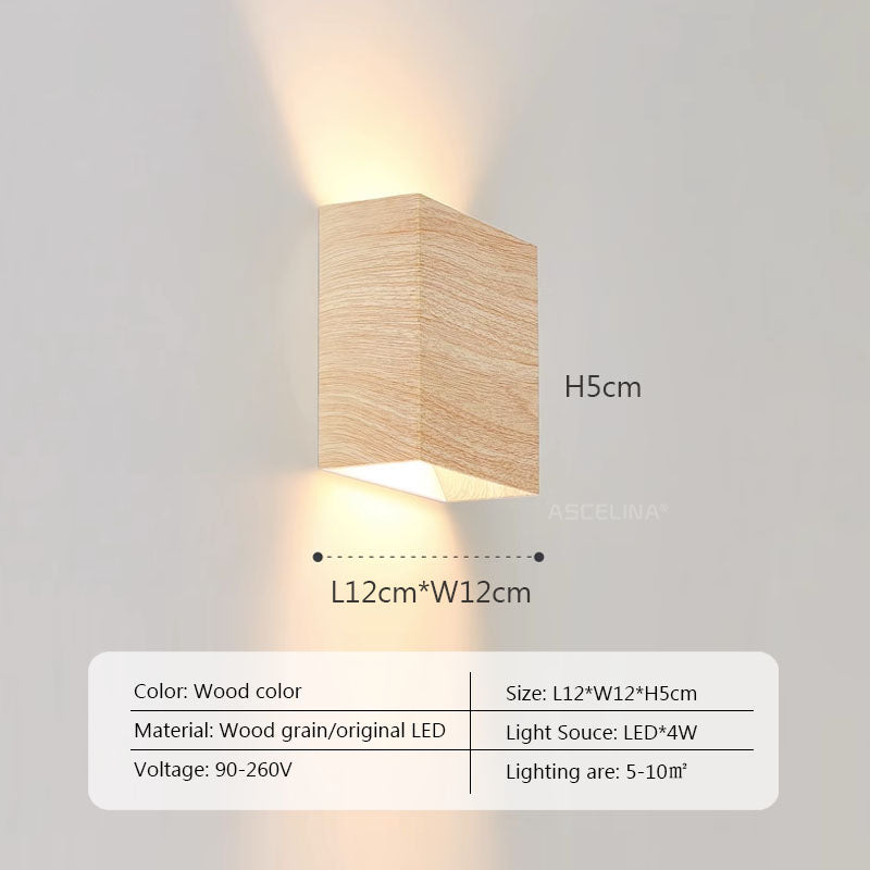 Nordic Wall Lamp Led Up Down Warm Light For Living Room Bedroom Wall Decor Wood/Walnut Corridor Sconce Decorative
