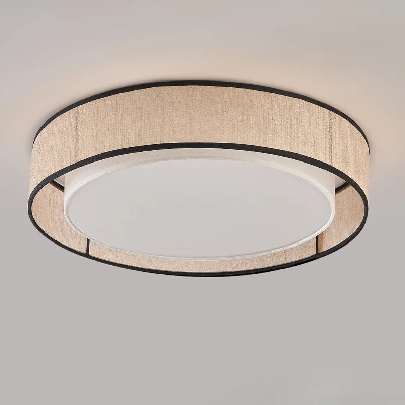 LED Bedroom Ceiling Light Study Living Room LED Lamps Itchen Dining Table Lighting Circular Shape Fabric Lampshade