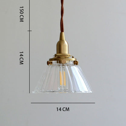 Chandelier Nordic Modern Simple Single Head Brass Teahouse Dining Room Living Room Vintage Pleated Lamps