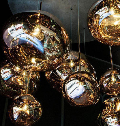 Modern 30/40cm Red Silver Gold Melt Glass Pendant Lamp Lava Irregular Creative Designer Hang Lamp For Living Room Bedroom