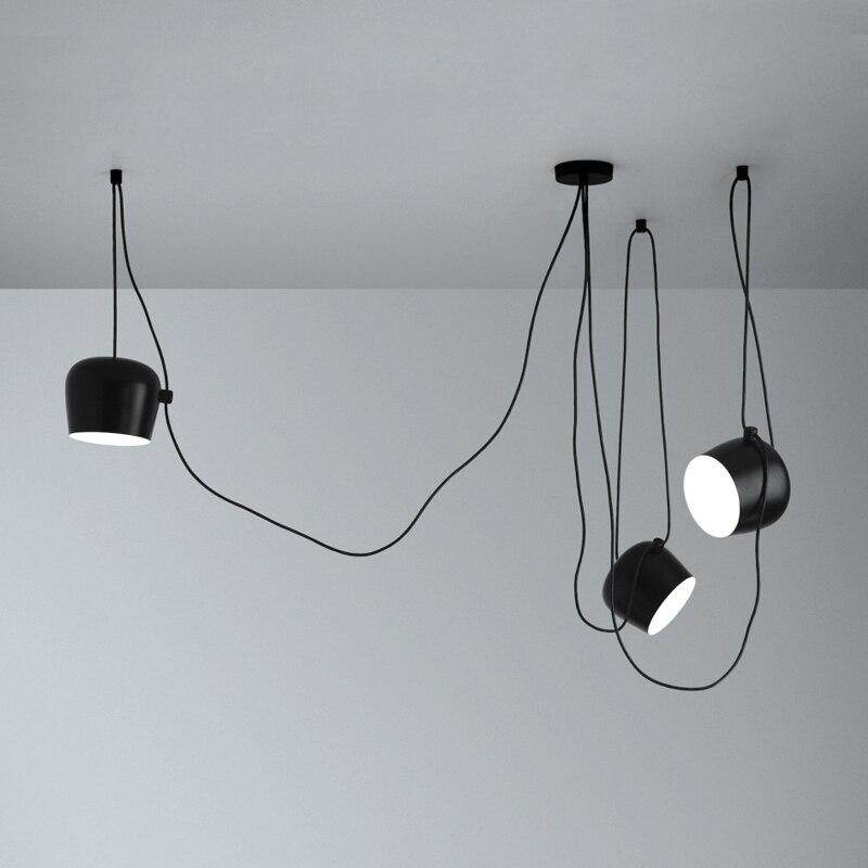 Black/White DIY Office Studio Modern Hanging Lamp Fixtures Aluminum Dining Room Light Led Pendant Lights Luminaria