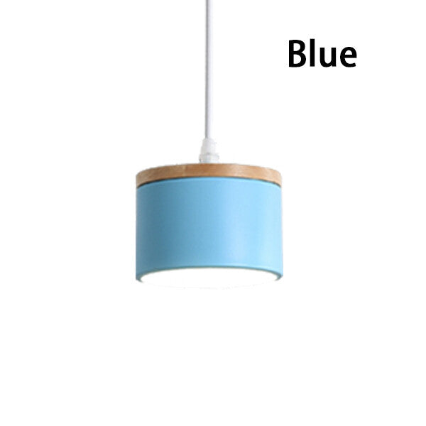 Modern Wooden Art Macron Multi Color Restaurant Small Pendant Light Bedroom Bedhead Long Line Small Pendant Light Warm Lighting
