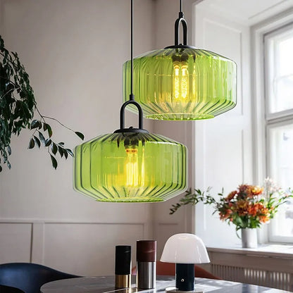 Retro Glass Pendant Light LED E27 Vintage Chandelier For Village Loft Bedroom Restaurant Indoor Hanging Lamp