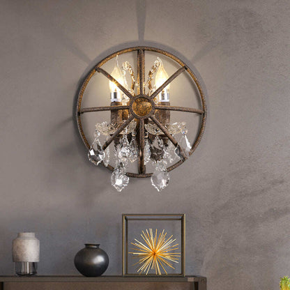 Retro Crystal Wall Lamp Double Iron Creative Bar Restaurant Coffee Shop Wall Lamp