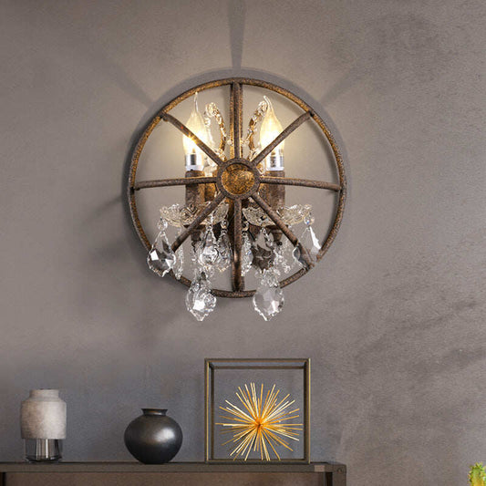 Retro Crystal Wall Lamp Double Iron Creative Bar Restaurant Coffee Shop Wall Lamp