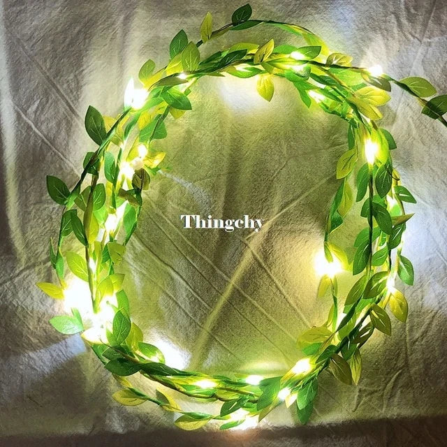 tiny leaves garland fairy light led copper wire Battery string lights for Wedding forest Table Christmas home party Decoration