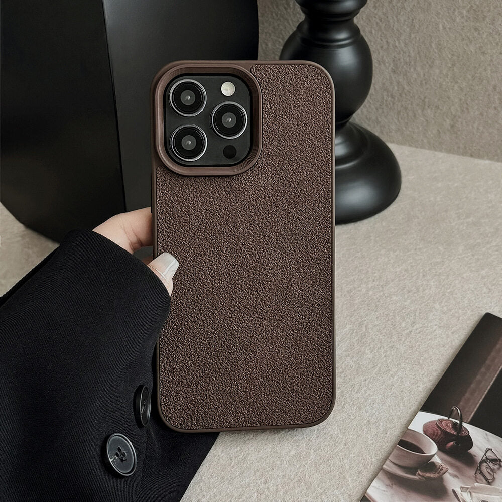Luxury Business Solid Colors Leather Texture Phone Case For iPhone 16 15 Plus 14 13 12 11 Pro Max Shockproof Protective Cover