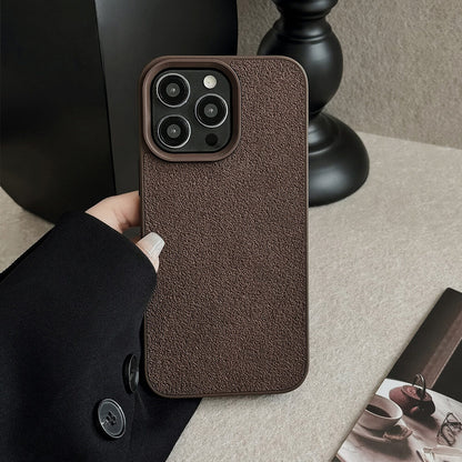 Luxury Business Solid Colors Leather Texture Phone Case For iPhone 16 15 Plus 14 13 12 11 Pro Max Shockproof Protective Cover