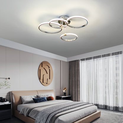 Modern Led Chandelier Gold/Chrome Led Ceiling Lights For Living Bedroom Kitchen 4-6 Ring Dimmable Ceiling Chandelier
