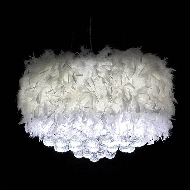 Modern dreamy feather crystal hanging lamp E27 LED lustre pendant lamp fixture bedroom living room hallway kitchen cafe