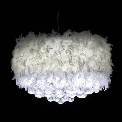 Modern dreamy feather crystal hanging lamp E27 LED lustre pendant lamp fixture bedroom living room hallway kitchen cafe