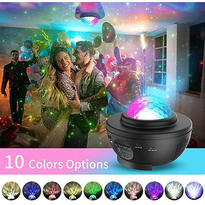 LED Star Night Light Wave Sky Starry Galaxy Projector Blueteeth USB Voice Control Music Player 360 Rotation Night Lighting Lamp