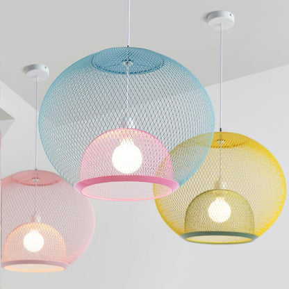 Nordic Simple Iron Grid Chandelier Modern Simple Cafe Restaurant Makaron Single Head Double Layer Birdcage Lamp