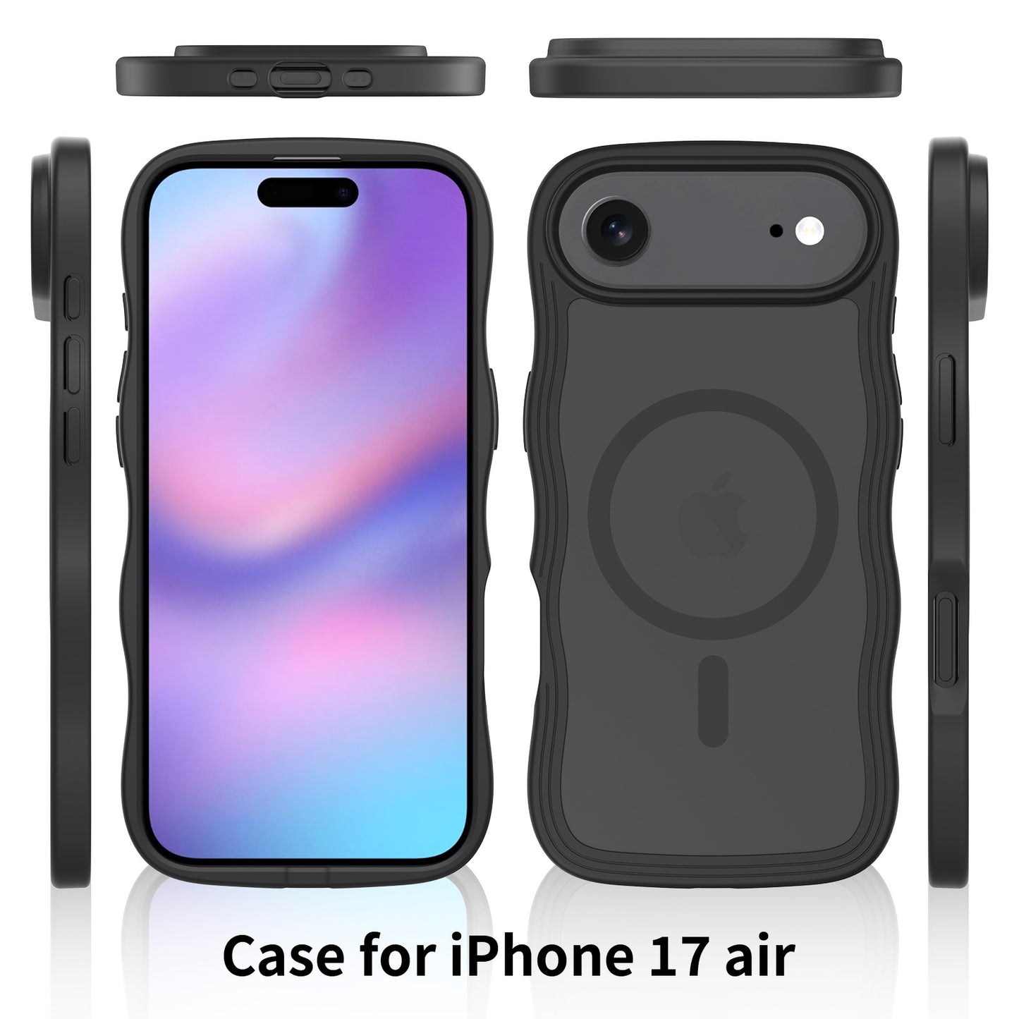 New Luxury Business Translucent Curly Wave Magnetic Case For iPhone 17 Pro Max 17 Air 17Pro Matte Anti-fall shockproof Cover