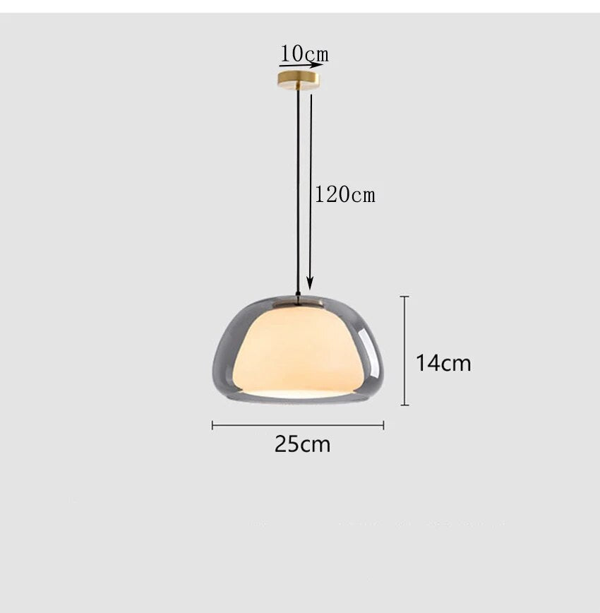 Denmark Design Glass Pendant Lamp Dia 25 40cm Nordic Postmodern Simple Living Dining Room Bedroom Double Glass hanging Lighting